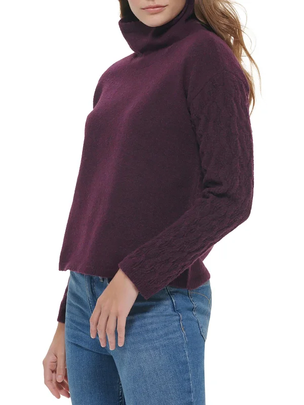 Women's Contemporary Apparel Womens Cable Knit Cowlneck Pullover Sweater