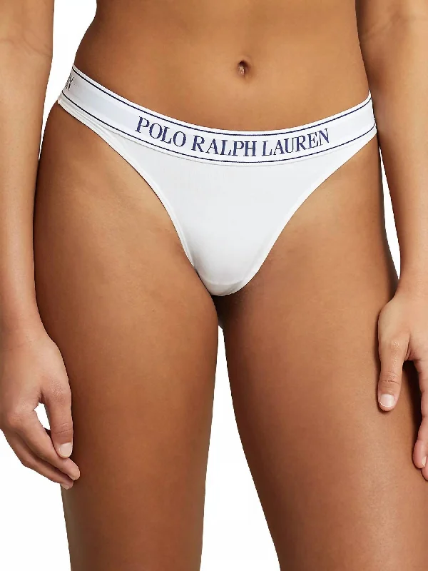 Women's Trendy Activewear Apparel Essentials Thong Panty In White Cloud