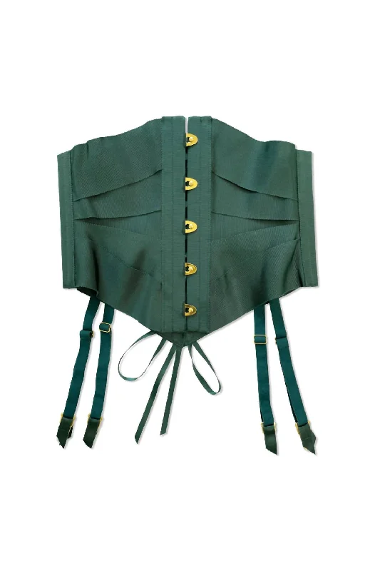 Affordable Women's Clothing Forêt Luxe Ribbon Corset In Forest