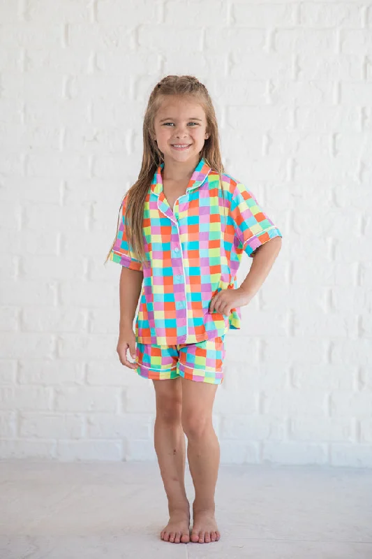 Women's Functional Outdoor Garments Kid's Good To Get Away In Glamour On The Grid Pajama Set Women's Functional Outdoor Garments Kid's Good To Get Away In Glamour On The Grid Pajama Set