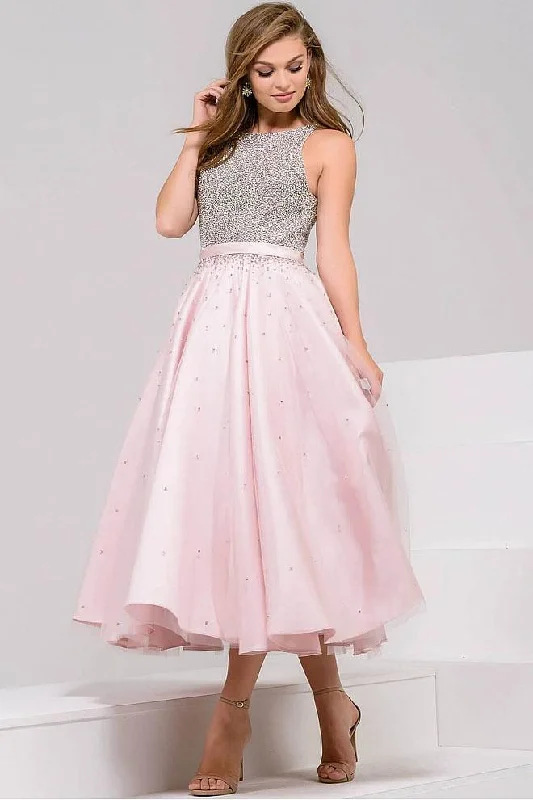 Flash Discount Jovani - Crystal Embellished Bateau Tea Length Dress 48103 - 2 Pcs Blush in Size 6 and 12 Available Flash Discount Jovani - Crystal Embellished Bateau Tea Length Dress 48103 - 2 Pcs Blush in Size 6 and 12 Available