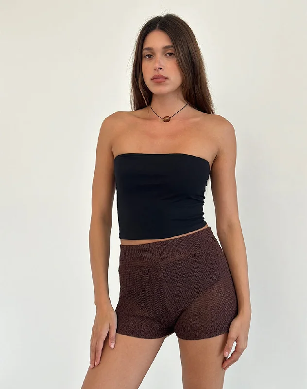 Women's High-End Clothing Alina Micro Short in Wide Rib Knit Brown