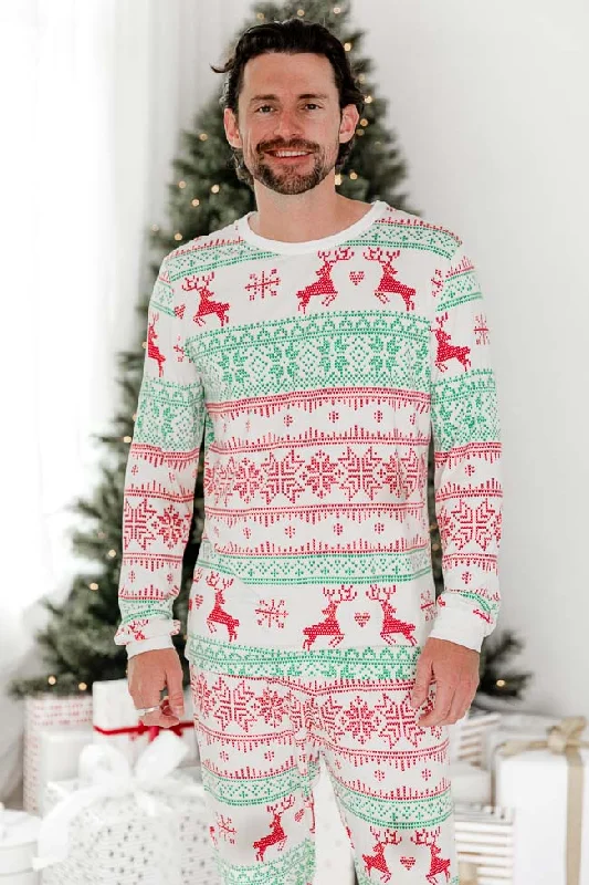Women's Chic Outerwear Outfit Sleigh All Day Men Red and Green Fair Isle Pajama Top FINAL SALE Women's Chic Outerwear Outfit Sleigh All Day Men Red and Green Fair Isle Pajama Top FINAL SALE