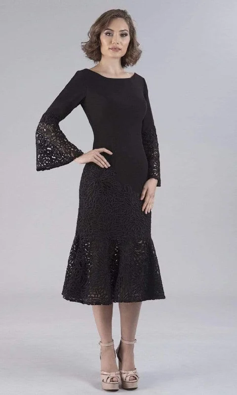 Seasonal Fashion Gia Franco - Bell Sleeve Mermaid Tea Length Dress 12054 - 1 pc Black In Size 12 Available Seasonal Fashion Gia Franco - Bell Sleeve Mermaid Tea Length Dress 12054 - 1 pc Black In Size 12 Available