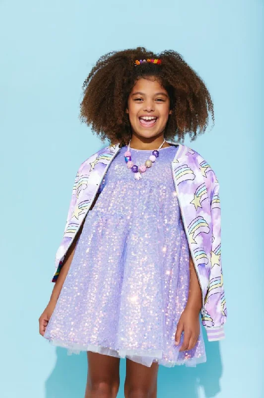 Get The Latest Trends Sequin Daisy Puff Sleeve Dress