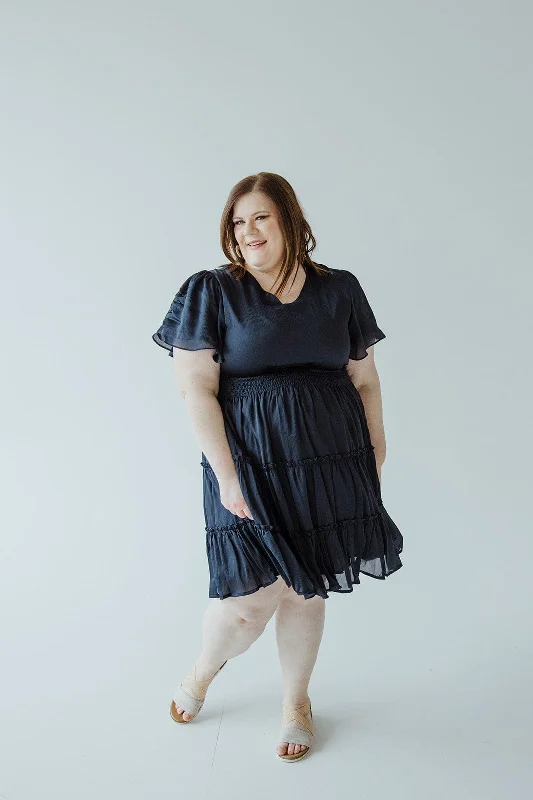 Huge Discounts This Week KNEE LENGTH DRESS WITH TIERED SKIRT IN STAR GAZING