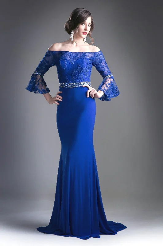 Trend Forward Threads For Her Long Off Shoulder Bell Sleeve Dress by Cinderella Divine 71241