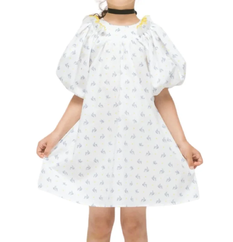 Hot Brand Discounts Cotton Puff Sleeve Dress In Pearl White