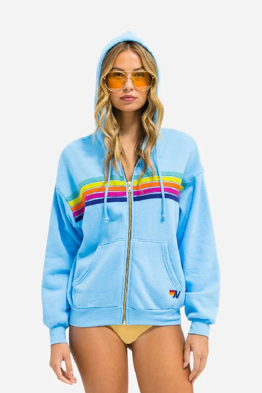 Vintage-Inspired Women's Apparel Aviator Nation 5 Stripe Relaxed Zip Hoodie in Sky Vintage-Inspired Women's Apparel Aviator Nation 5 Stripe Relaxed Zip Hoodie in Sky