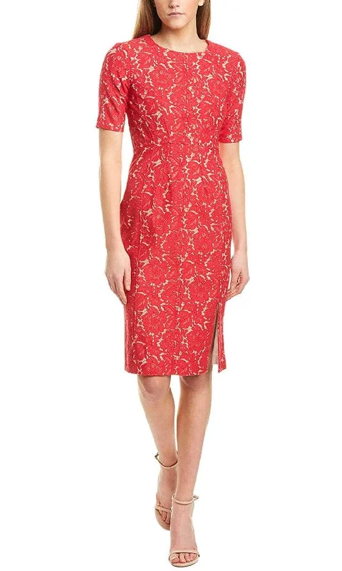 Stylish Statements Taylor 1823M - Jewel Neck Short Sleeved Fitted Knee Length Dress Stylish Statements Taylor 1823M - Jewel Neck Short Sleeved Fitted Knee Length Dress