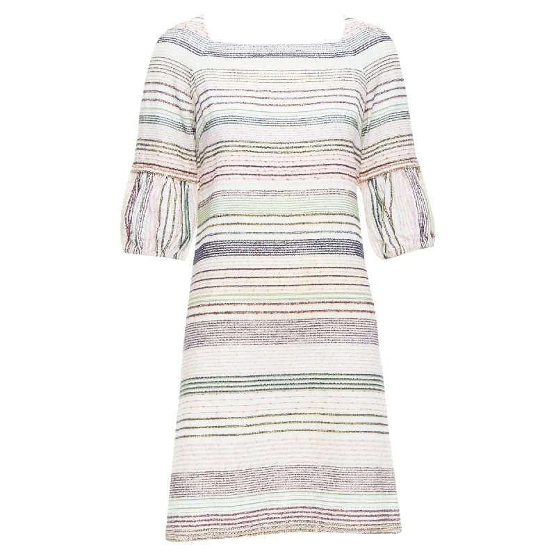 Versatile Wardrobe Essentials Chanel multicolor tweed chain trimmed sleeve dress