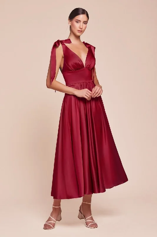 Trendy Street Style Attire Cinderella Divine 7499 A Line Formal Prom Tea Length Dress Trendy Street Style Attire Cinderella Divine 7499 A Line Formal Prom Tea Length Dress