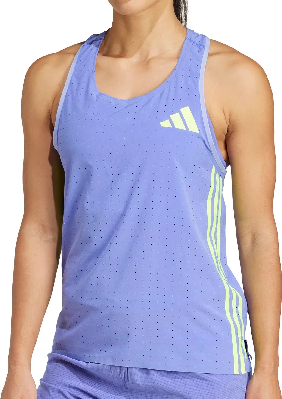 Women's High-Fashion Outfit adidas Adizero Promo Womens Running Vest Tank Top - Blue