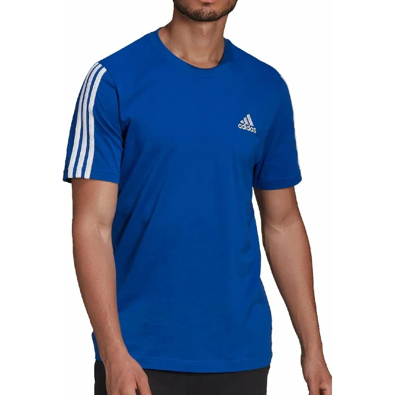 Women's Fashion-Forward Apparel adidas AeroReady 3 Stripes Short Sleeve Mens Running Top - Blue