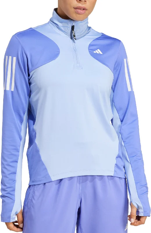 Women's Professional Attire adidas Own The Run Half Zip Long Sleeve Womens Running Top - Blue