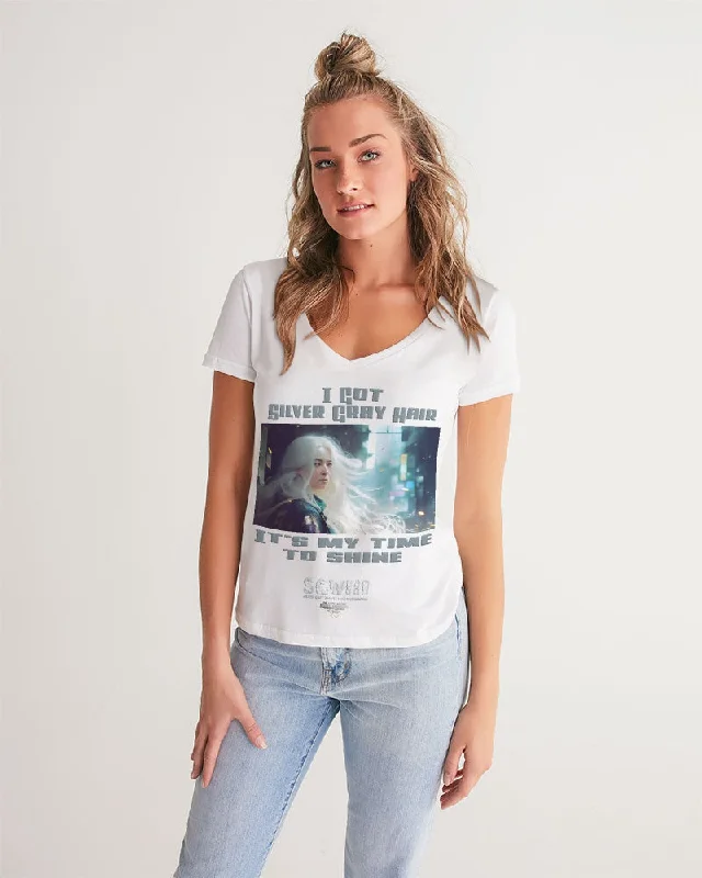 Women's Clothing For Special Occasions Beautiful white woman my time to shine Women's All-Over Print V-Neck Tee Women's Clothing For Special Occasions Beautiful white woman my time to shine Women's All-Over Print V-Neck Tee