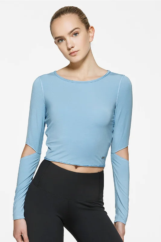 Women's Vintage-Inspired Outfit Bianca Cut-Out Crop Top II - Blue/Pink