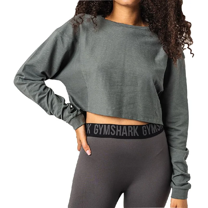 Women's Work Outfit For The Office Gymshark Pause Dipped Shoulder Long Sleeve Womens Training Top - Grey Women's Work Outfit For The Office Gymshark Pause Dipped Shoulder Long Sleeve Womens Training Top - Grey