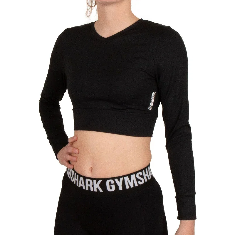 Affordable Trendy Clothes For Women Gymshark Pause Strappy Long Sleeve Womens Crop Top - Black Affordable Trendy Clothes For Women Gymshark Pause Strappy Long Sleeve Womens Crop Top - Black