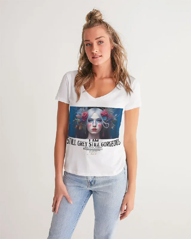 Trendy Athleisure Clothing For Women I am Still Grey Still Gorgeous Women's V-Neck Tee Trendy Athleisure Clothing For Women I am Still Grey Still Gorgeous Women's V-Neck Tee