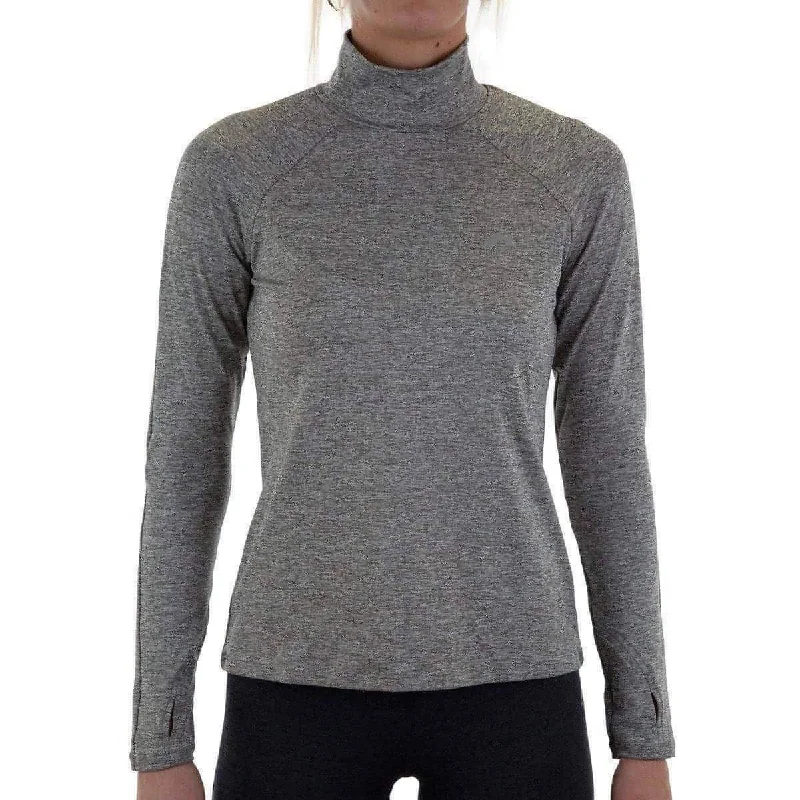 Women's Elegant Garments More Mile Train To Run Womens Long Sleeve Funnel Neck Running Top - Grey