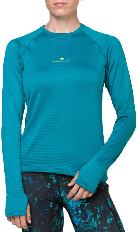 Women's Comfortable Garments Ronhill Tech Winter Long Sleeve Womens Running Top - Blue