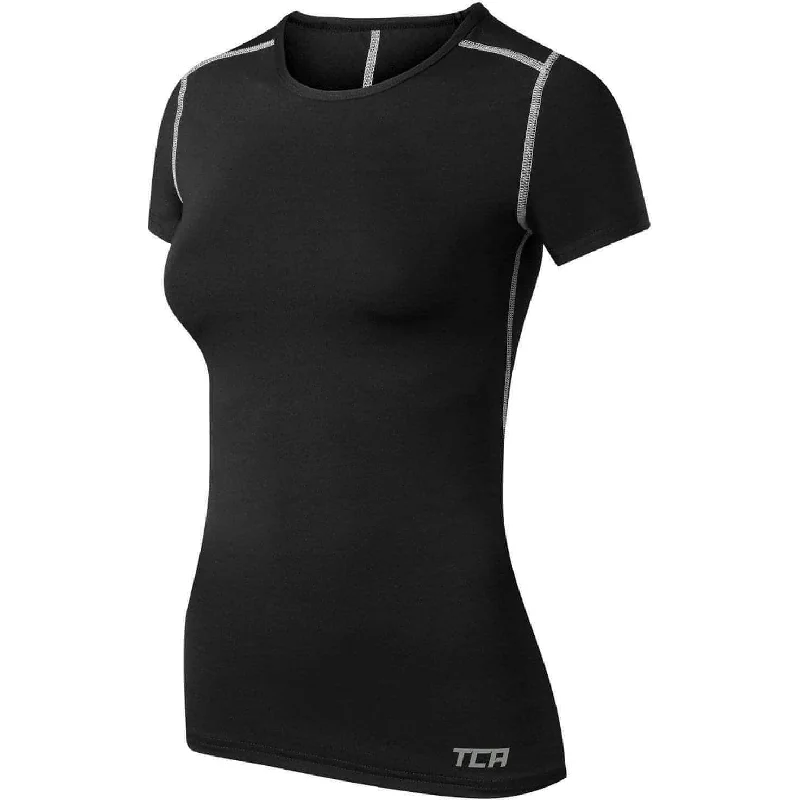 Women's Clothing Outfit Set TCA Pro Performance Womens Short Sleeve Baselayer Running Top - Black Women's Clothing Outfit Set TCA Pro Performance Womens Short Sleeve Baselayer Running Top - Black