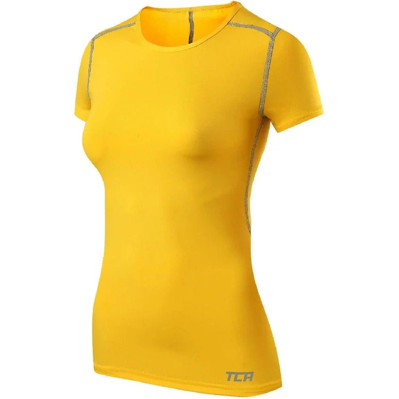 Women's Fashionable Attire For Work TCA Pro Performance Womens Short Sleeve Baselayer Running Top - Yellow