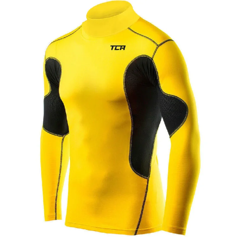 Chic Women's Outfit TCA SuperThermal Long Sleeve Mock Mens Compression Top - Yellow