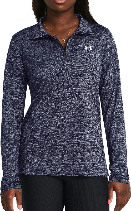 Stylish Women's Garments Under Armour Tech Twist Half Zip Long Sleeve Womens Training Top - Navy