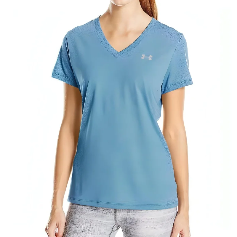 Stylish Women's Outerwear Apparel Under Armour Threadborne Twist Short Sleeve Womens Running Top - Blue