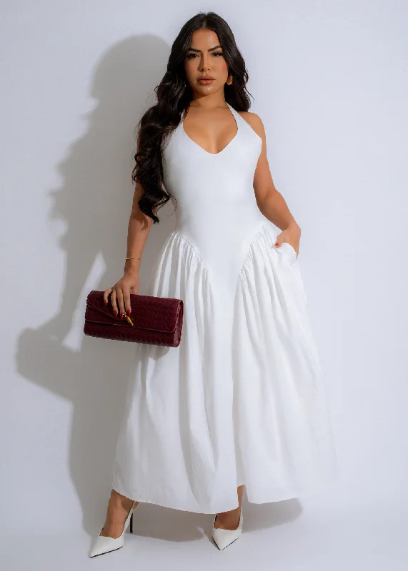 Women's Charming Outfit For Events Desert Breeze Midi Dress White