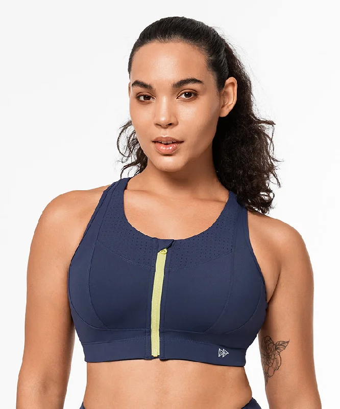 Women's Comfy Loungewear Outfit Echo Zip Perforated Racerback Padded Running Bra | Women's High Support Sports Bra