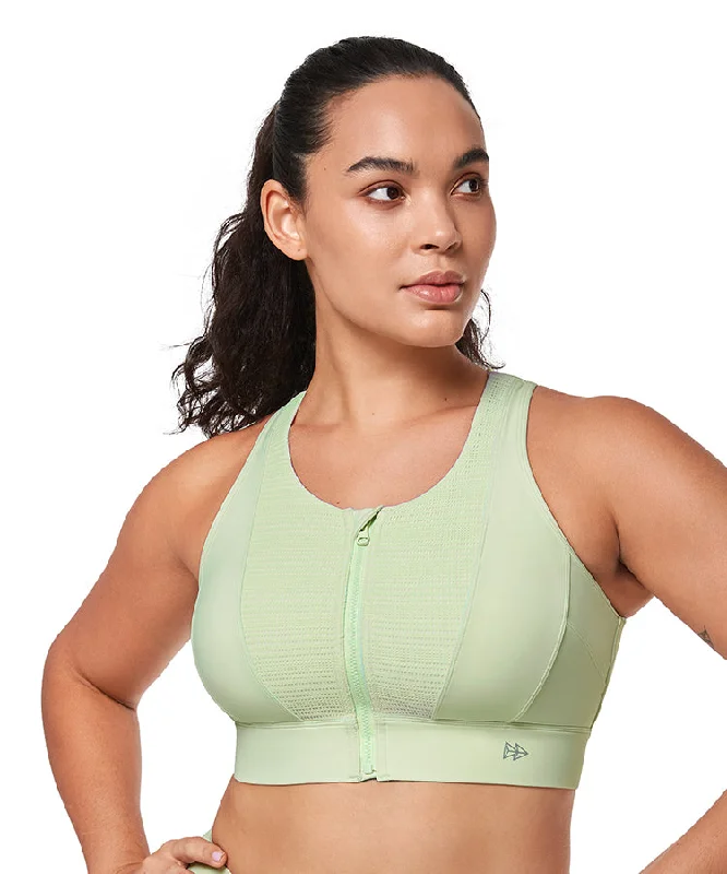 Timeless Women's Garments Echo Zipper Mesh Racerback Padded Running Bra | Women's High Support Sports Bra