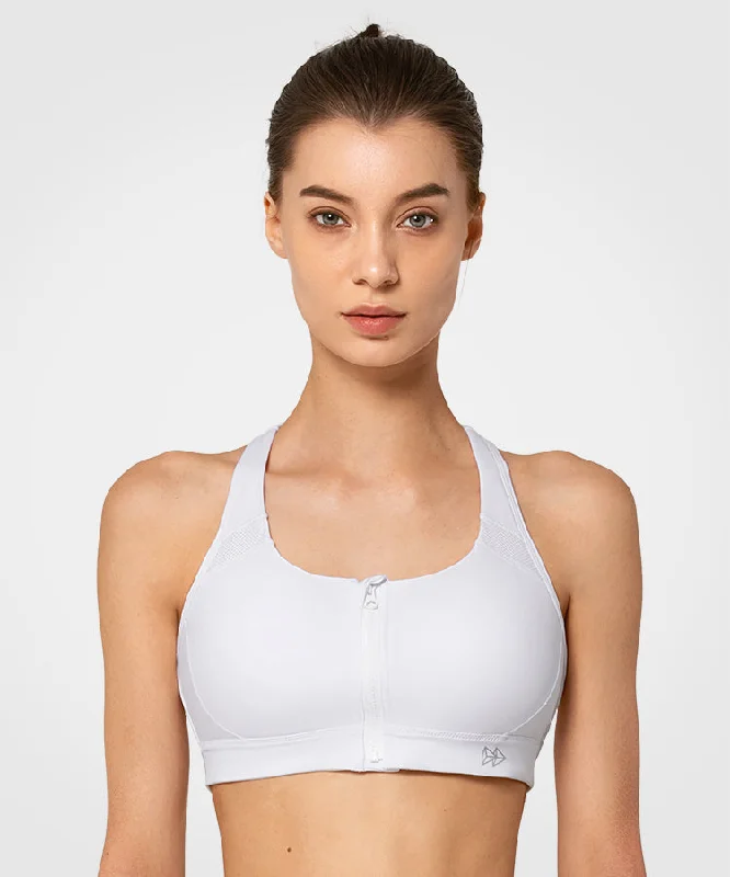 Women's Elegant Outfit Enfold Zip Front Padded Running Bra | Women's High Support Sports Bra