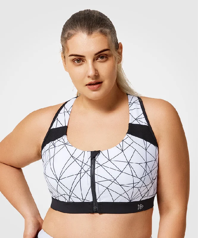 Casual Attire For Women Enfold Zip Front Padded Running Bra | Women's High Support Sports Bra (Plus Size)