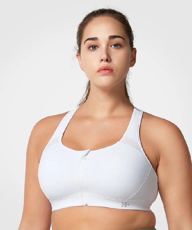 Women's Formal Apparel Enfold Zip Front Padded Running Bra | Women's High Support Sports Bra (Plus Size)