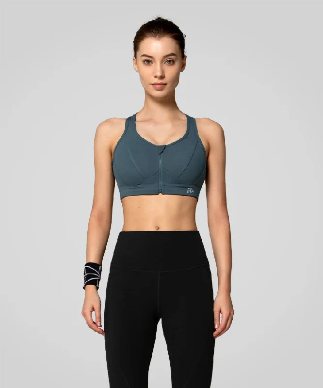 Women's Functional Apparel For Outdoor Activities Enfold Zip Front Mesh Racerback Padded Running Bra | Women's High Support Sports Bra