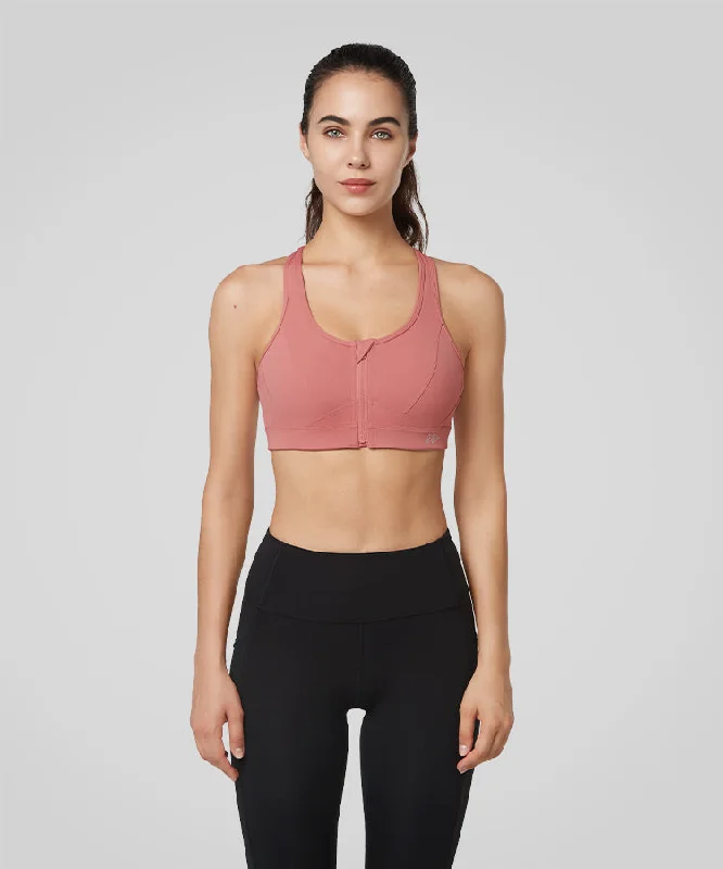 Timeless Women's Apparel Enfold Zip Front Mesh Racerback Padded Running Bra | Women's High Support Sports Bra