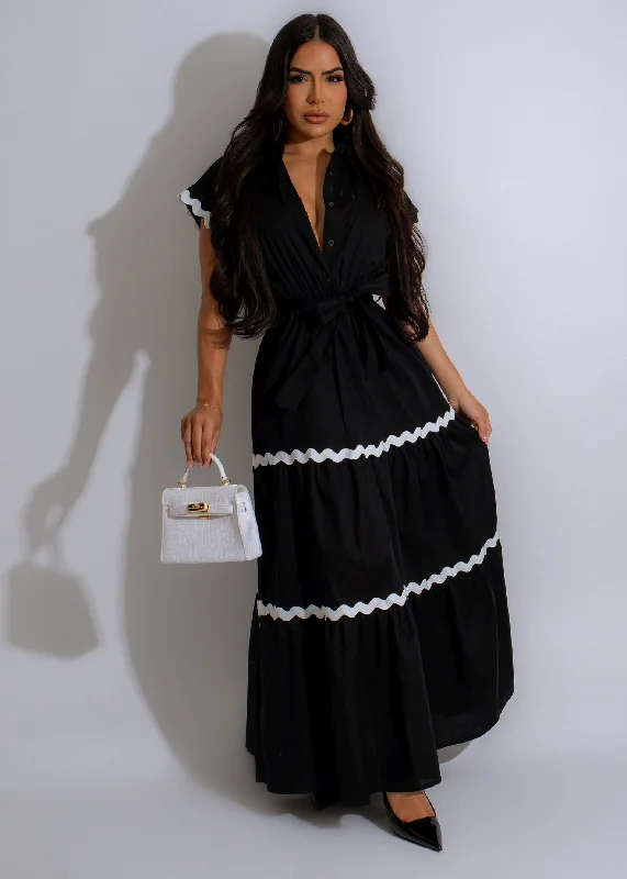 Women's Charming Outfit For Events Enjoyable Maxi Dress Black