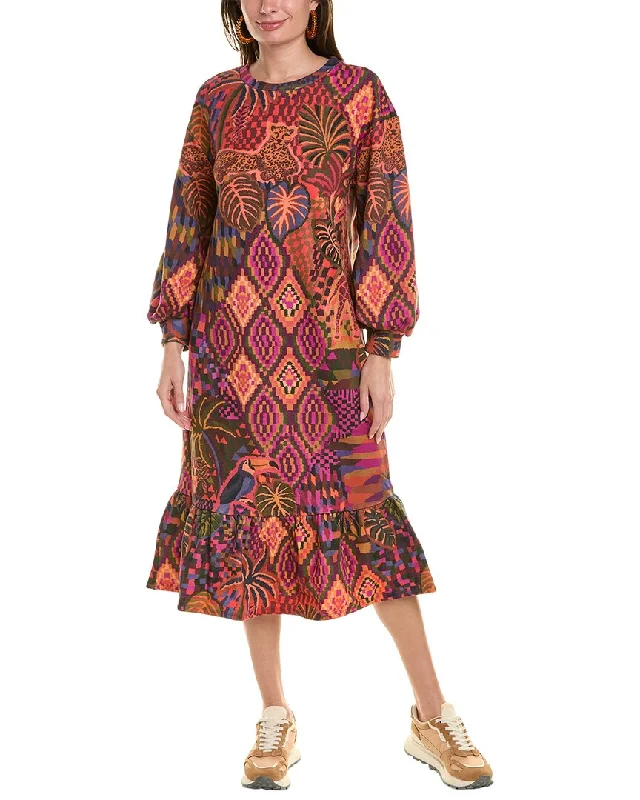 Women's Transitional Apparel FARM Rio Jungle Animals Tapestry Sweatshirt Midi Dress