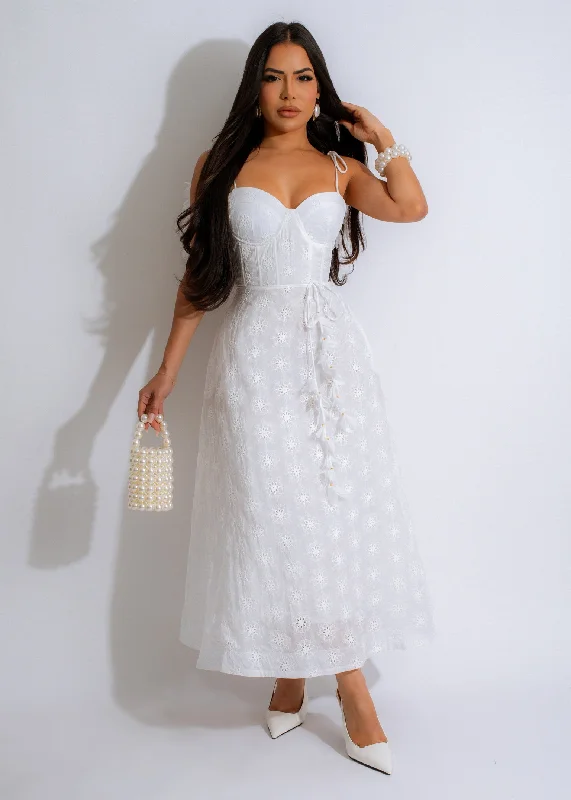 Women's Clothing Sets Lazy Days Lace Midi Dress White