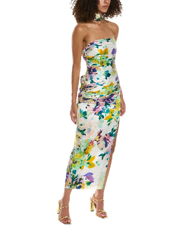 Women's Functional Apparel For Outdoor Activities Nicholas Blane Reverse Halter Silk Midi Dress