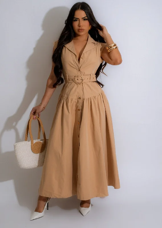 Women's Clothing For Casual Outings Falling For You Midi Dress Nude