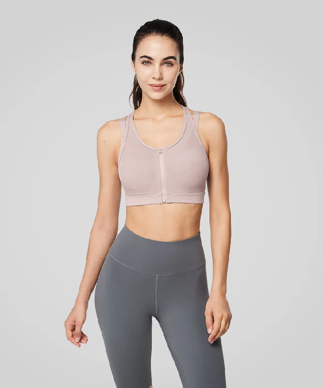 Casual Garments For Women Power Zip Front Mesh Padded Running Bra | Women's High Support Sports Bra