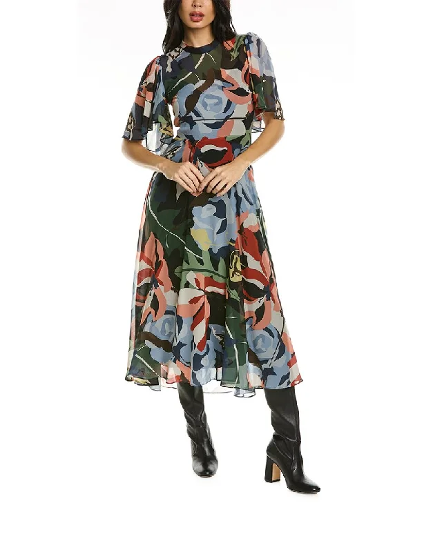 Sustainable Women's Clothing Rebecca Taylor Botanical Garden Silk-Blend Midi Dress