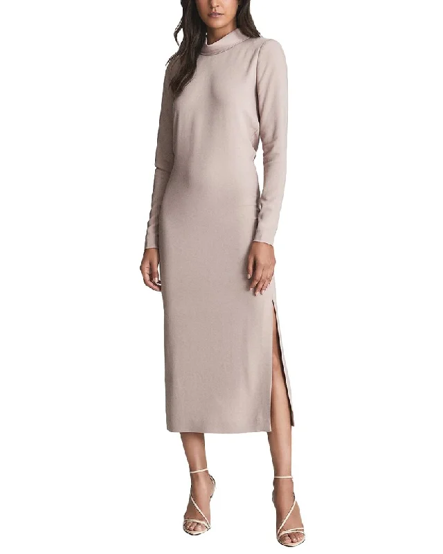 Women's Elegant Evening Attire Reiss Martha High Neck Plain Midi Dress