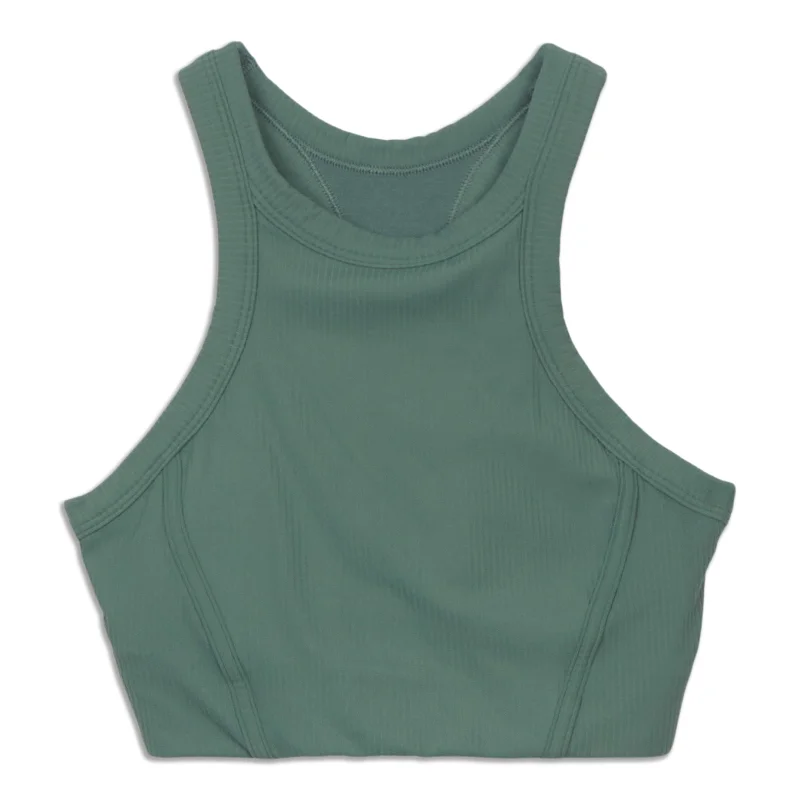 Women's Tops And Clothing Ribbed High-Neck Yoga Bra - Resale