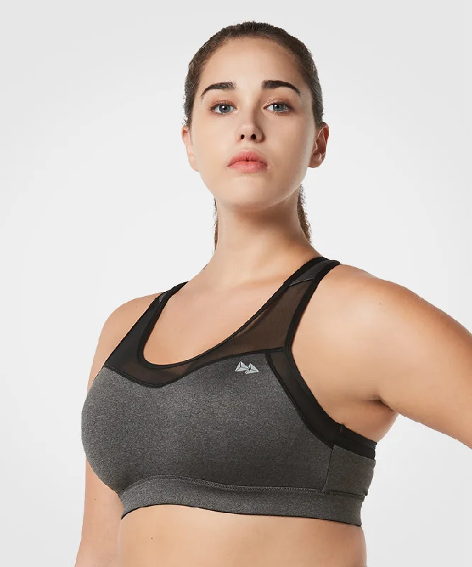 Women's Plus-Size Attire Shift Racerback Mesh Padded Running Bra | Women's High Support Sports Bra (Plus Size)