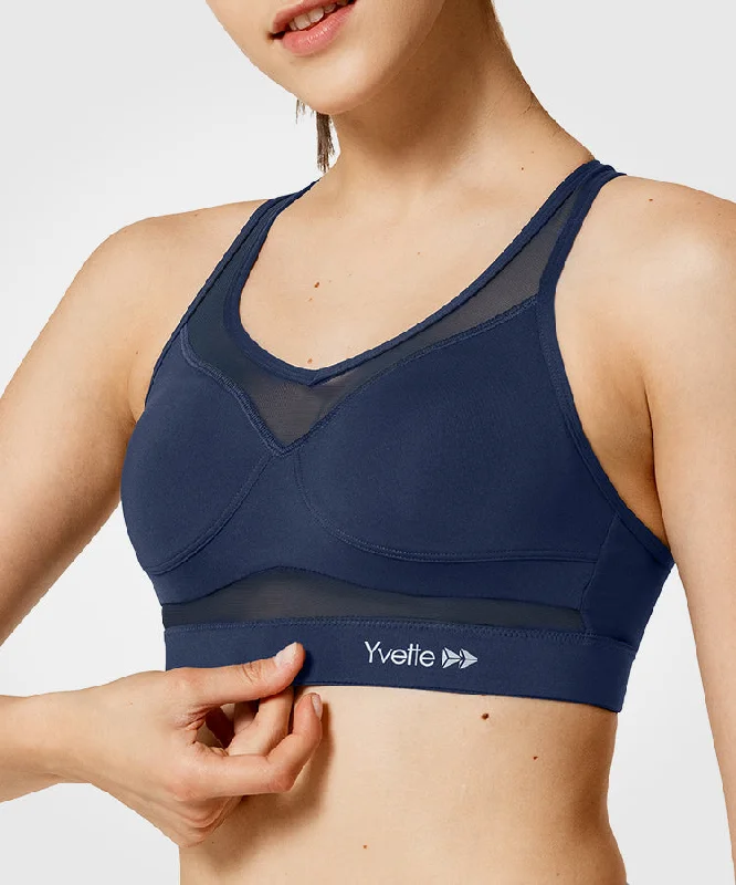 Women's Comfortable Lounge Garments Shift Racerback Mesh Padded Running Bra | Women's High Support Sports Bra (Plus Size)